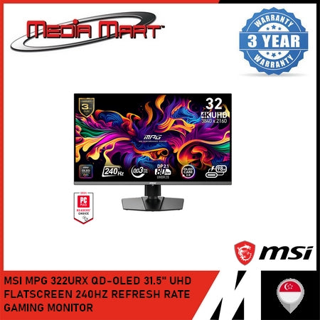 MSI MPG 322URX QD-OLED 31.5" UHD FLATSCREEN 240HZ REFRESH RATE GAMING MONITOR