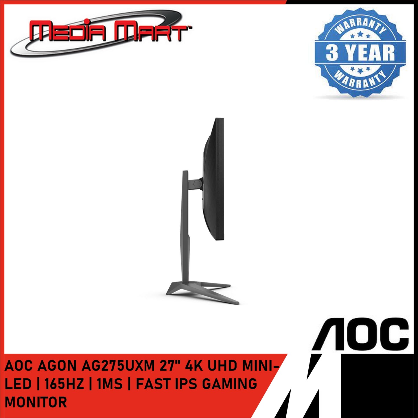 AOC AGON AG275UXM 27" FAST IPS UHD QD-MINI LED | 165HZ 1MS GAMING MONITOR