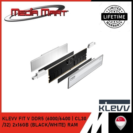 KLEVV FIT V DDR5 (6000/6400 | CL30 /32) 2x16GB (BLACK/WHITE) RAM