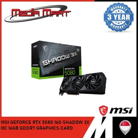 MSI GEFORCE RTX 5080 16G SHADOW 3X OC 16GB GDDR7 GRAPHICS CARD