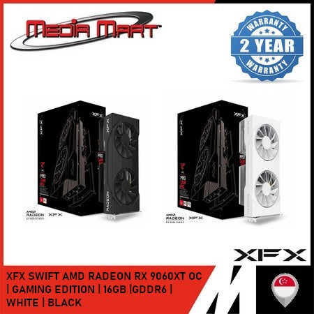 XFX SWIFT AMD RADEON RX 9060XT | OC GAMING EDITION | 16GB | GDDR6 | BLACK | WHITE |
