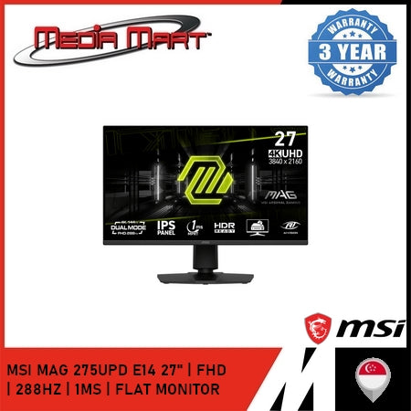 MSI MAG 275UPD E14 27" | UHD | 288HZ | 1MS | FLAT MONITOR