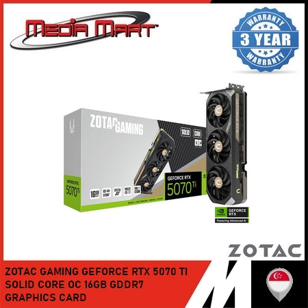 ZOTAC GAMING GEFORCE RTX 5070 TI SOLID CORE OC 16GB GDDR7 GRAPHICS CARD