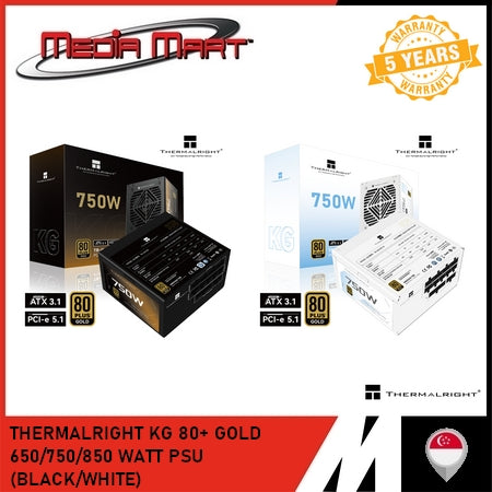 THERMALRIGHT KG 80+ GOLD 650/750/850 WATT PSU (BLACK/WHITE)