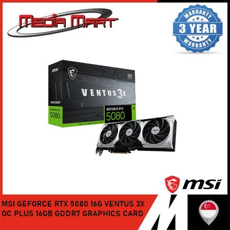 MSI GEFORCE RTX 5080 16G VENTUS 3X OC PLUS 16GB GDDR7 GRAPHICS CARD