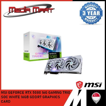 MSI GEFORCE RTX 5080 16G GAMING TRIO OC WHITE 16GB GDDR7 GRAPHICS CARD