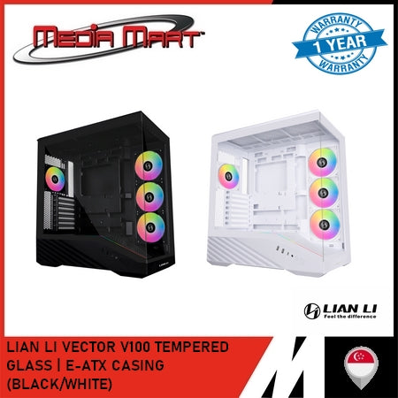 LIAN LI VECTOR V100R TEMPERED GLASS | E-ATX CASING (BLACK/WHITE)
