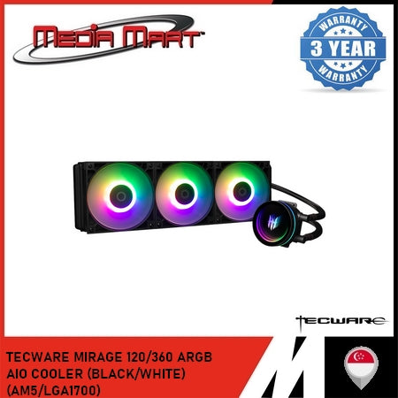 TECWARE MIRAGE 120/360 ARGB AIO COOLER (BLACK/WHITE) (AM5/LGA1700)