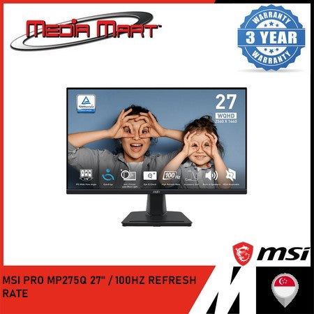 MSI PRO MP275Q | 27'' WQHD / MONITOR 100HZ REFRESH RATE / IPS PANEL / FLATSCREEN / HDMI 2.0B / DP 1.2A