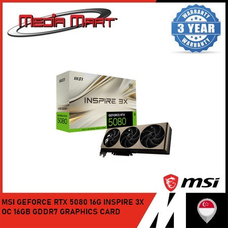 MSI GEFORCE RTX 5080 16G INSPIRE 3X OC 16GB GDDR7 GRAPHICS CARD