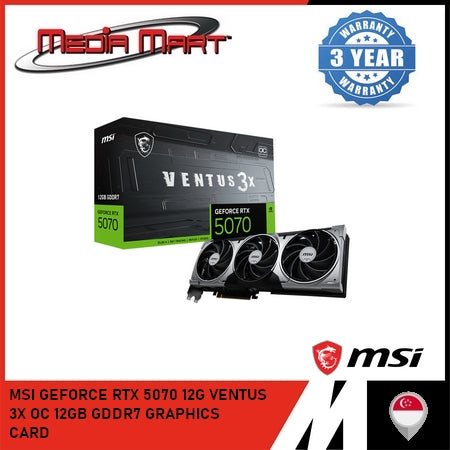 MSI GEFORCE RTX 5070 12G VENTUS 3X OC 12GB GDDR7 GRAPHICS CARD
