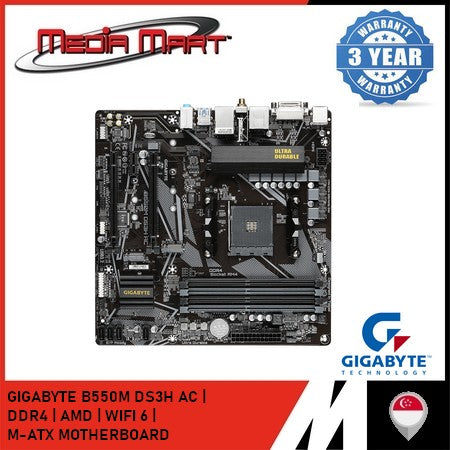 GIGABYTE B550M DS3H AC AM4 DDR4 M-ATX MOTHERBOARD