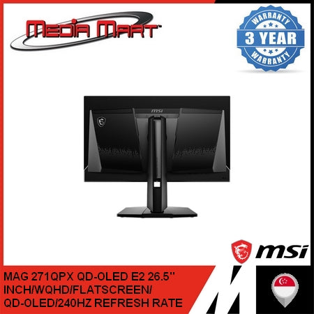 MSI MAG 271QPX QD-OLED E2 26.5 INCH 240HZ WQHD FLATSCREEN GAMING MONITOR