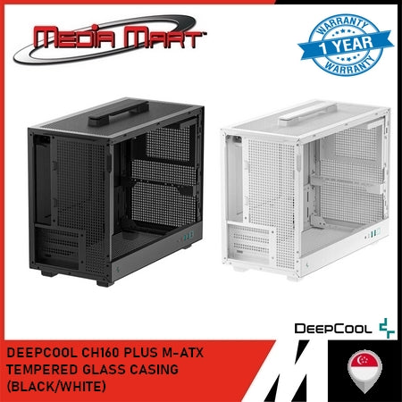 DEEPCOOL CH160 PLUS M-ATX TEMPERED GLASS CASING (BLACK/WHITE)