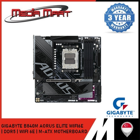 GIGABYTE B840M AORUS ELITE WIFI6E AM5 DDR5 M-ATX MOTHERBOARD