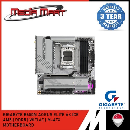 GIGABYTE B650M AORUS ELITE AX ICE AM5 DDR5 M-ATX MOTHERBOARD