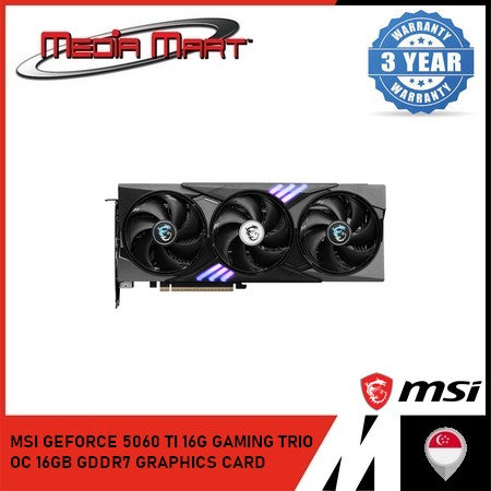 MSI GEFORCE 5060 TI 16G GAMING TRIO OC 16GB GDDR7 GRAPHICS CARD