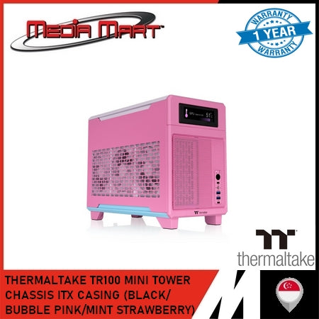 THERMALTAKE TR100 MINI TOWER CHASSIS ITX CASING (BLACK/ BUBBLE PINK/MINT STRAWBERRY)