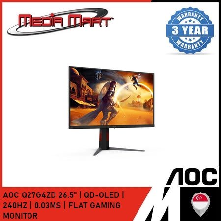 AOC Q27G4ZD 26.5" | QD-OLED | 240HZ | 0.03MS | FLAT GAMING MONITOR