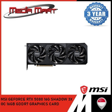 MSI GEFORCE RTX 5080 16G SHADOW 3X OC 16GB GDDR7 GRAPHICS CARD