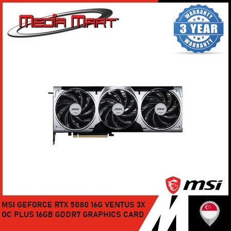 MSI GEFORCE RTX 5080 16G VENTUS 3X OC PLUS 16GB GDDR7 GRAPHICS CARD