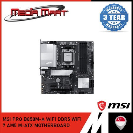 MSI PRO B850M-A WIFI DDR5 WIFI 7 AM5 M-ATX MOTHERBOARD