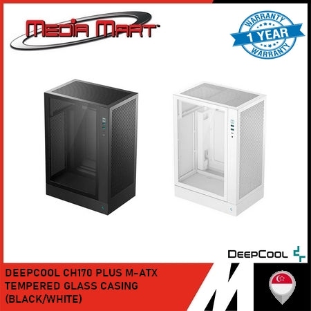 DEEPCOOL CH170 PLUS M-ATX TEMPERED GLASS CASING (BLACK/WHITE)