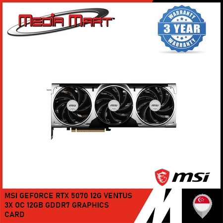 MSI GEFORCE RTX 5070 12G VENTUS 3X OC 12GB GDDR7 GRAPHICS CARD