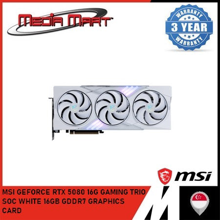 MSI GEFORCE RTX 5080 16G GAMING TRIO OC WHITE 16GB GDDR7 GRAPHICS CARD