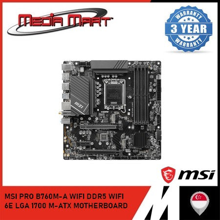 MSI PRO B760M-A WIFI DDR5 WIFI 6E LGA 1700 M-ATX MOTHERBOARD