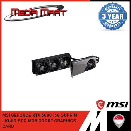 MSI GEFORCE RTX 5080 16G SUPRIM LIQUID SOC 16GB GDDR7 GRAPHICS CARD