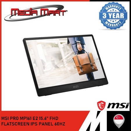 MSI PRO MP161 E2 | 15.6"' FHD / MONITOR 60HZ REFRESH RATE / IPS PANEL / FLATSCREEN / MINI-HDMI 2.0B / TYPE-C