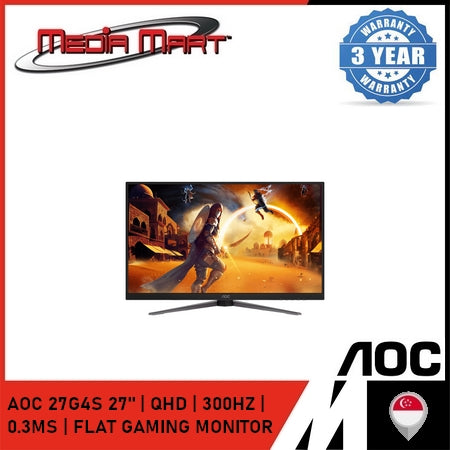 AOC Q27G4S 27" | QHD | 300HZ | 0.3MS | FLAT GAMING MONITOR