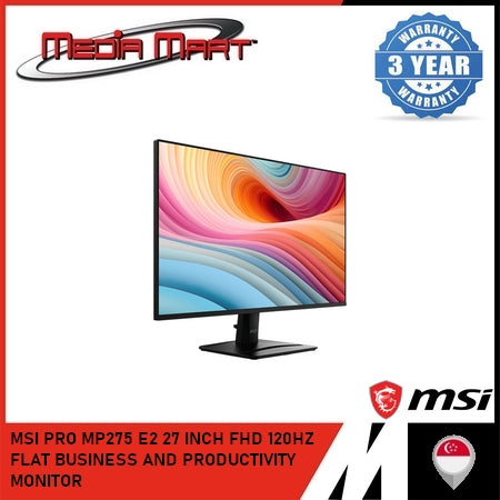 MSI PRO MP275 E2 27 INCH FHD 120HZ FLAT BUSINESS AND PRODUCTIVITY MONITOR