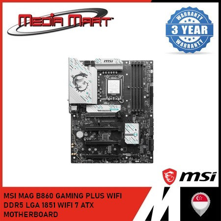 MSI MAG B860 GAMIING PLUS WIFI DDR5 LGA 1851 WIFI 7 ATX MOTHERBOARD