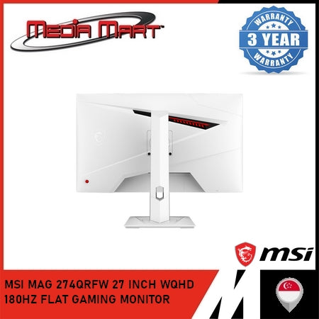 MSI MAG 274QRFW 27 INCH WQHD 180HZ FLAT GAMING MONITOR (WHITE)