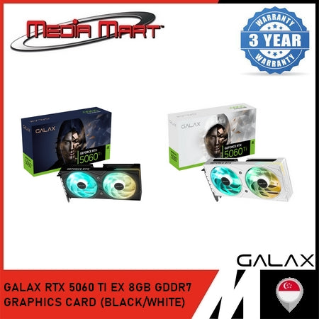 GALAX RTX 5060 TI EX 8GB GDDR7 GRAPHICS CARD (BLACK/WHITE)