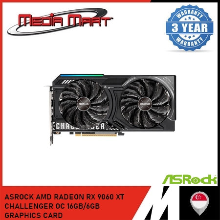 ASROCK AMD RADEON RX 9060 XT CHALLENGER OC 16GB/8GB GRAPHICS CARD