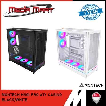 MONTECH HS01/HS01 PRO ATX CASING BLACK/WHITE