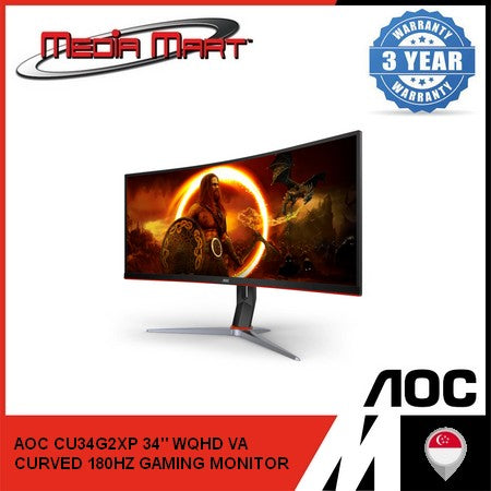 AOC CU34G2XP 34" WQHD VA CURVED 180HZ GAMING MONITOR