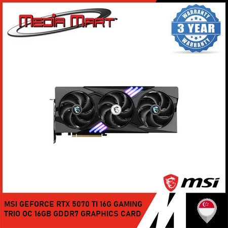 MSI GEFORCE RTX 5070 TI 16G GAMING TRIO OC 16GB GDDR7 GRAPHICS CARD
