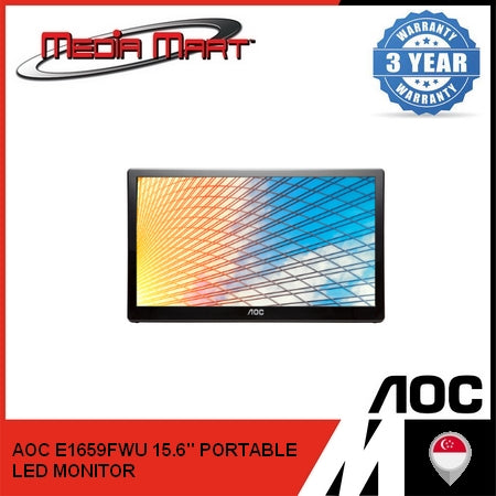 AOC E1659FWU 15.6" PORTABLE LED MONITOR 60HZ REFRESH RATE