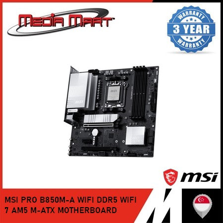 MSI PRO B850M-A WIFI DDR5 WIFI 7 AM5 M-ATX MOTHERBOARD