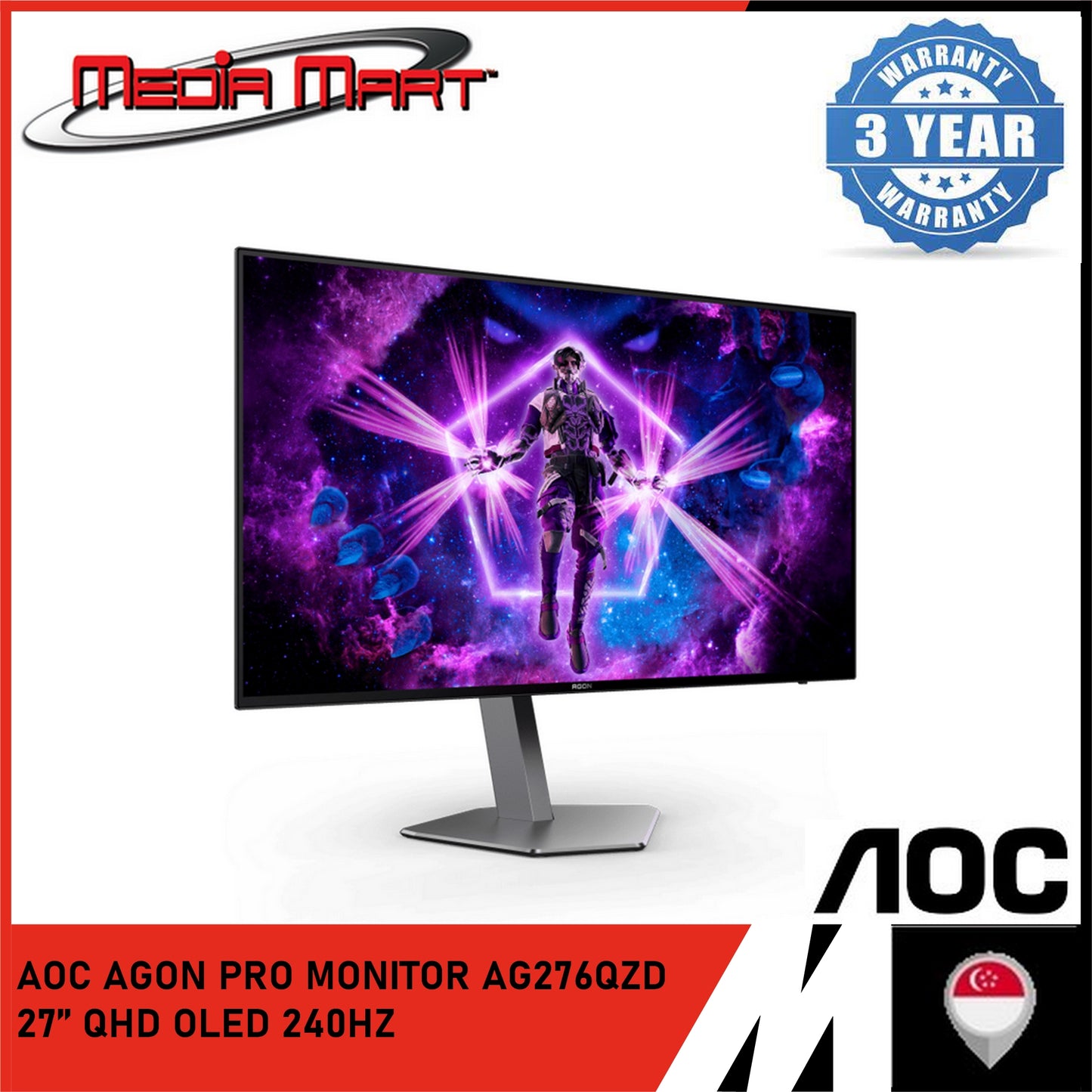 AOC AGON PRO MONITOR AG276QZD 27’’ QHD OLED 240HZ GAMING MONITOR