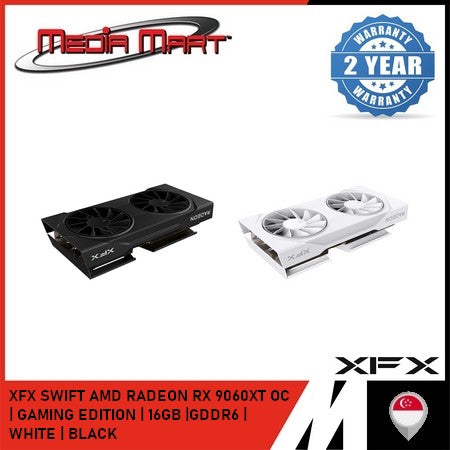 XFX SWIFT AMD RADEON RX 9060XT | OC GAMING EDITION | 16GB | GDDR6 | BLACK | WHITE |
