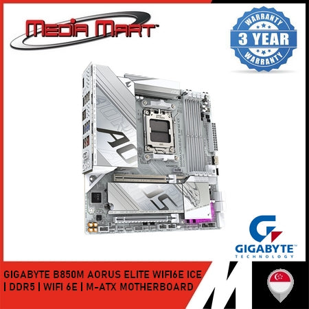 GIGABYTE B850M AORUS ELITE WIFI6 ICE AM5 DDR5 M-ATX MOTHERBOARD