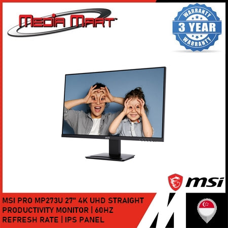 MSI PRO MP273U 27'' 4K UHD STRAIGHT PRODUCTIVITY MONITOR | 60HZ REFRESH RATE | IPS PANEL