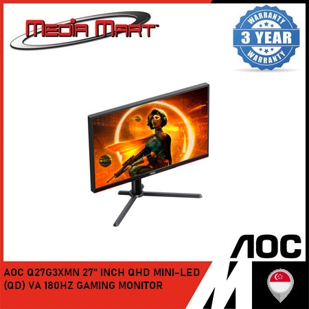 AOC Q27G3XMN 27" INCH/2K QHD MINI-LED/(QD)/VA/180HZ/1MS/GAMING MONITOR
