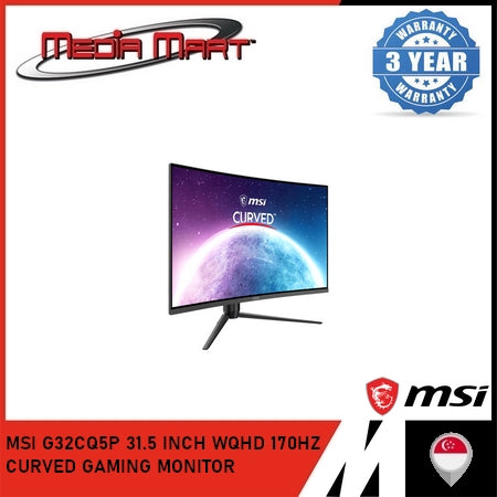 MSI G32CQ5P 31.5 INCH WQHD 170HZ CURVED GAMING MONITOR