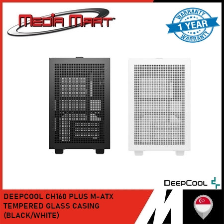 DEEPCOOL CH160 PLUS M-ATX TEMPERED GLASS CASING (BLACK/WHITE)